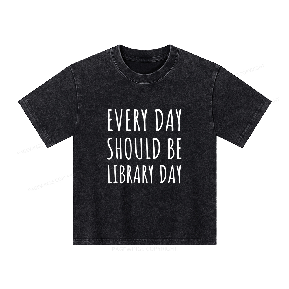 Pagewings Library Day Media Specialist Shirt Library Shirt Unisex Kids Washed T-shirt