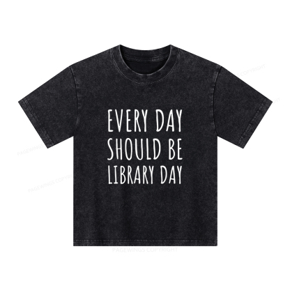 Pagewings Library Day Media Specialist Shirt Library Shirt Unisex Kids Washed T-shirt