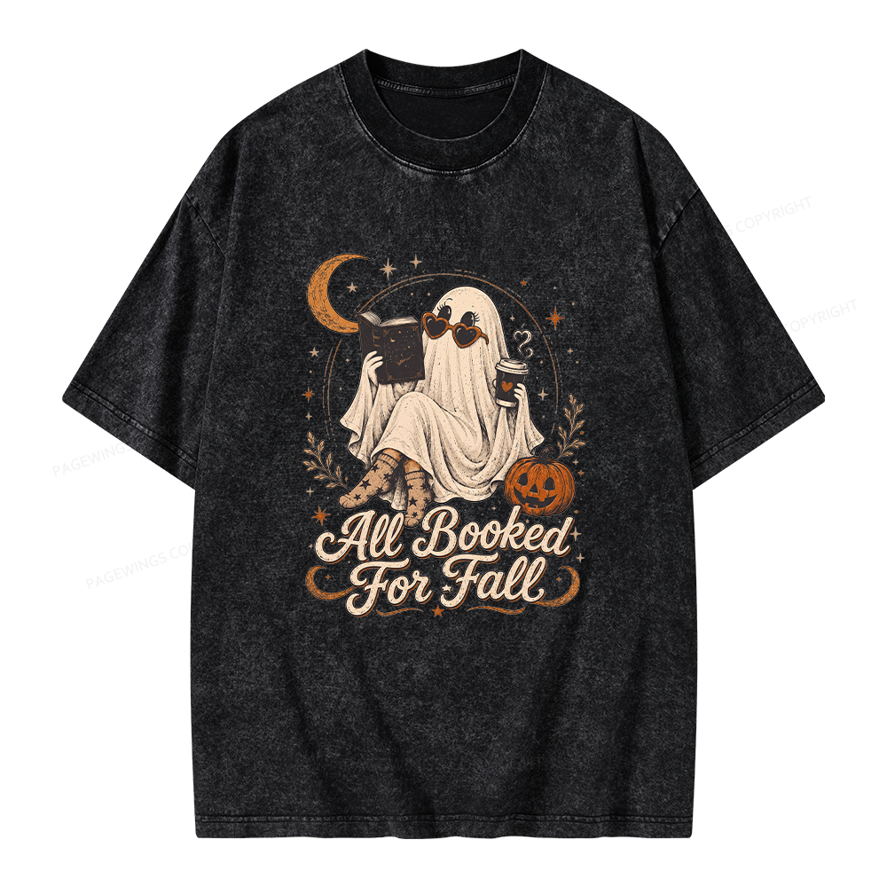Pagewings Ghost All Booked For Fall Unisex Washed T-shirt