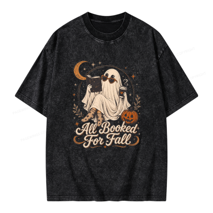 Pagewings Ghost All Booked For Fall Unisex Washed T-shirt