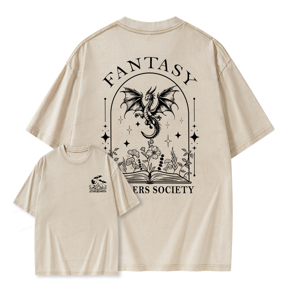 Pagewings Fantasy Reader Society Unisex Washed T-shirt