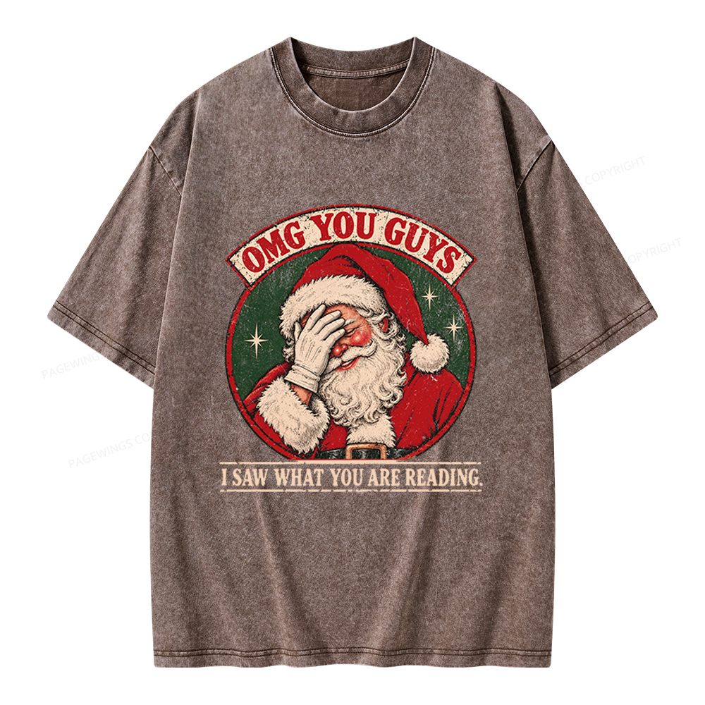 Pagewings Christmas OMG Guys Saw What Reading Unisex Washed T-shirt
