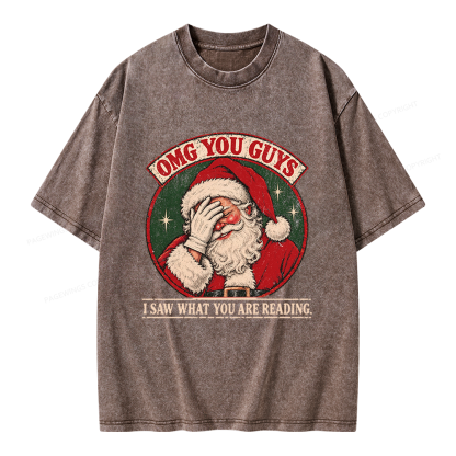 Pagewings Christmas OMG Guys Saw What Reading Unisex Washed T-shirt