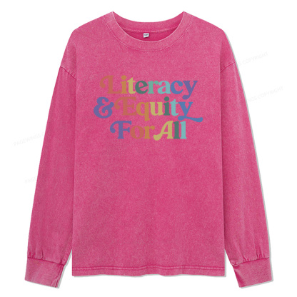 Pagewings Literacy & Equity For All Unisex Washed Long Sleeve T-shirt