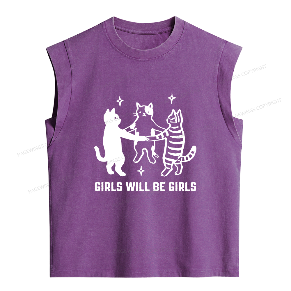 Pagewings Girls Will Be Girls Women's Washed Tank Top