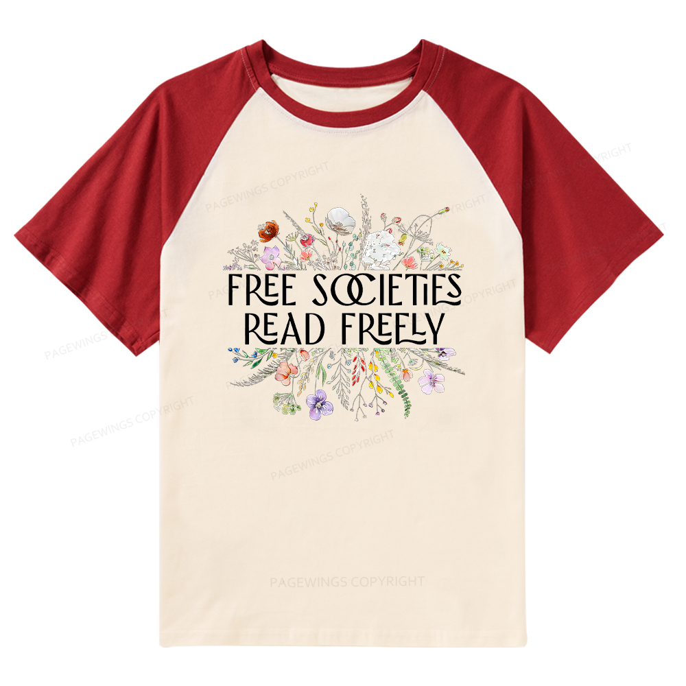 Pagewings Free Societies Read Freely T-Shirt Raglan T-shirt