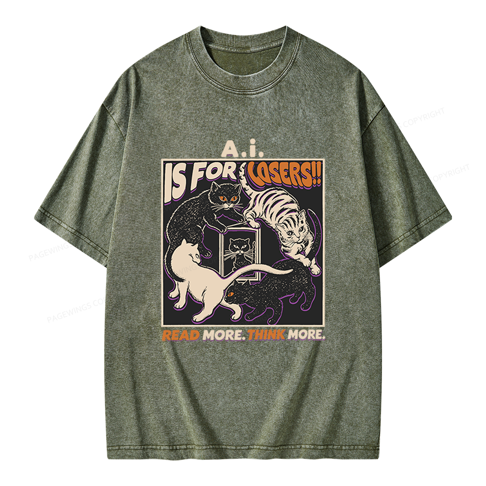 Pagewings Read More Think More Unisex Washed T-shirt