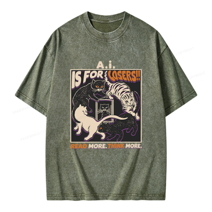 Pagewings Read More Think More Unisex Washed T-shirt