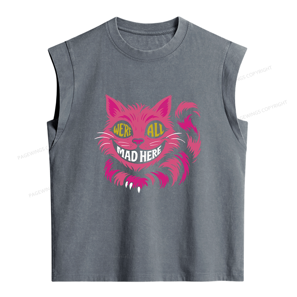 Pagewings We're All Mad Here Women's Washed Tank Top