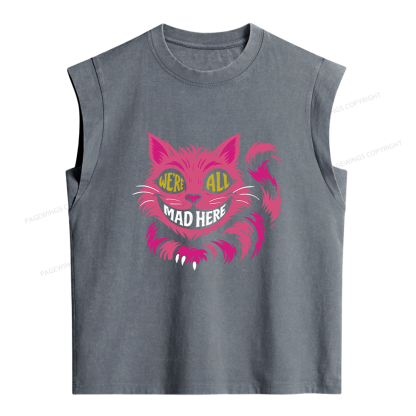 Pagewings We're All Mad Here Women's Washed Tank Top
