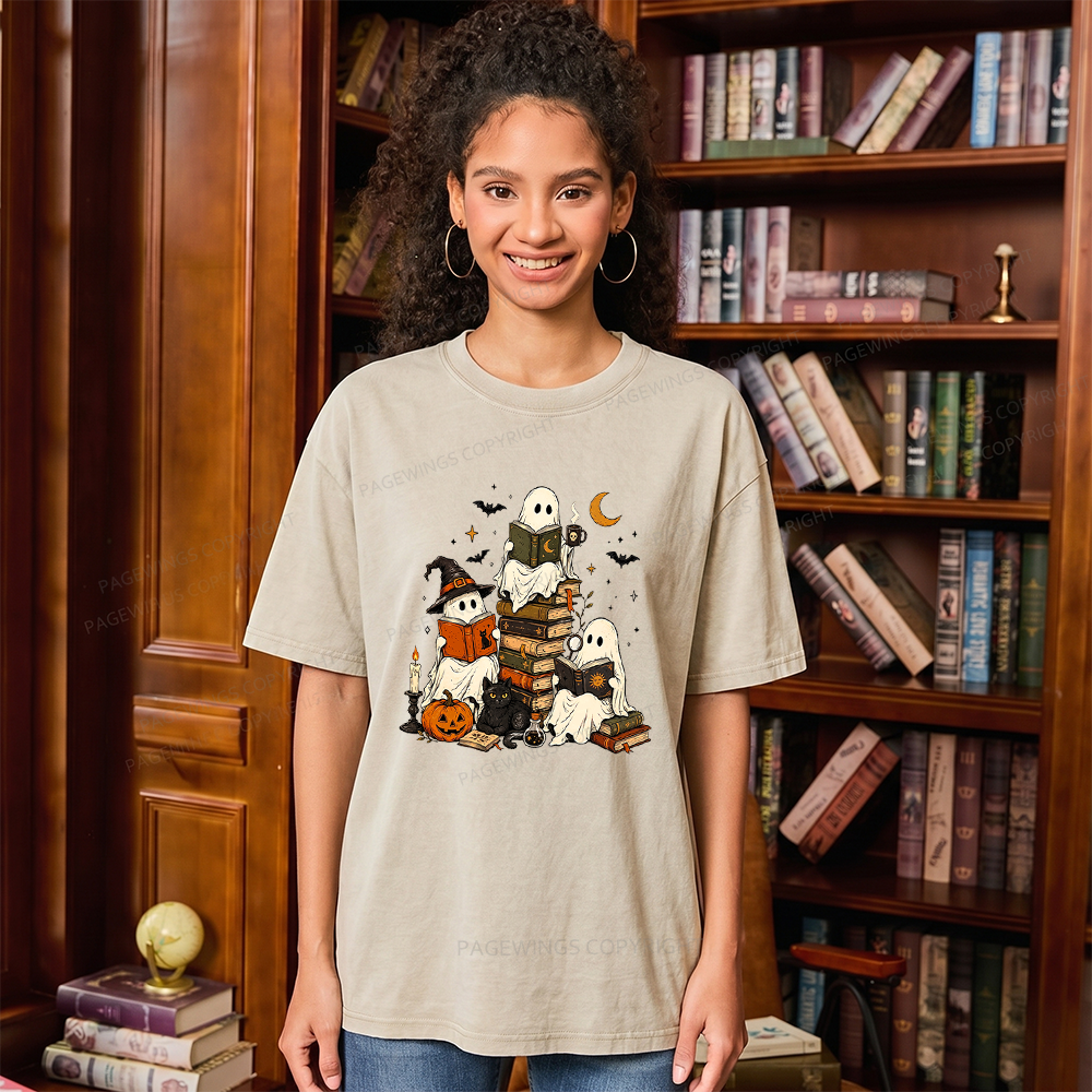 Pagewings Halloween Book Club Unisex Washed T-shirt