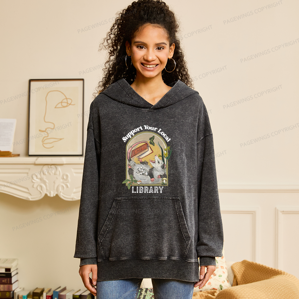 Pagewings Library Readers Make Leaders Jersey Unisex Washed Hoodie