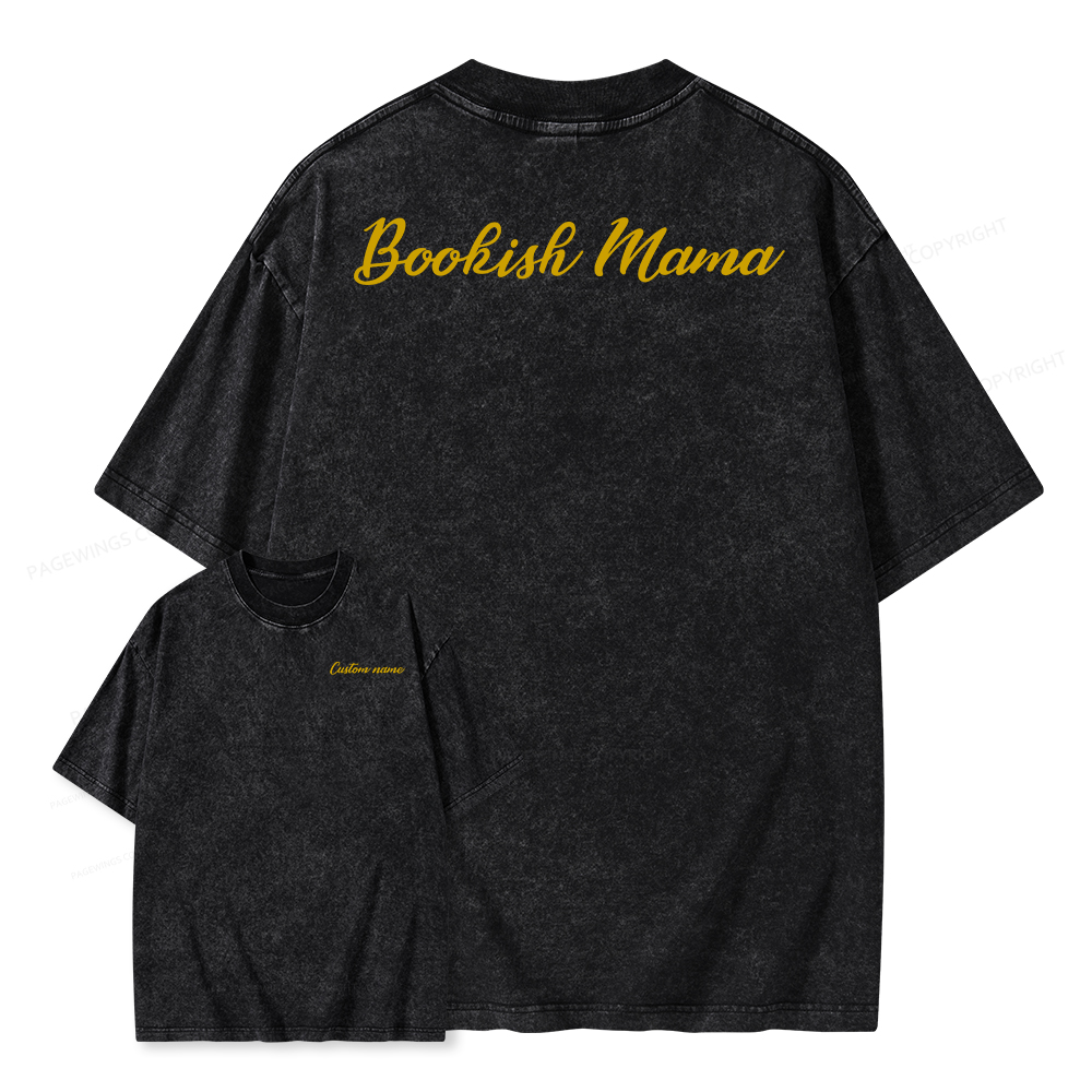 Pagewings Personalized Bookish Mama Unisex Washed T-shirt