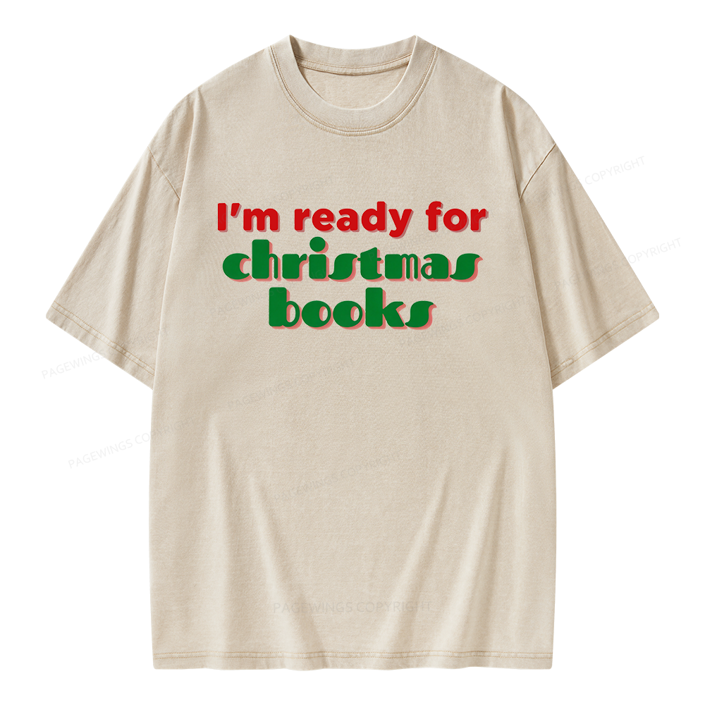 Pagewings Ready for Christmas Books Unisex Washed T-shirt