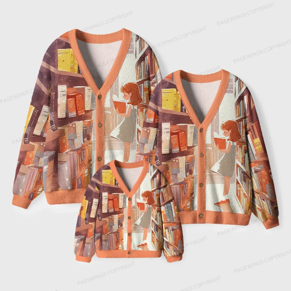 Pagewings Book Girl  Unisex Ugly Cardigan Sweaters