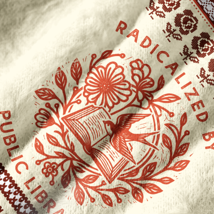 Pagewings Radicalized By Public Libraries Off Shoulder Ugly Knit Sweater