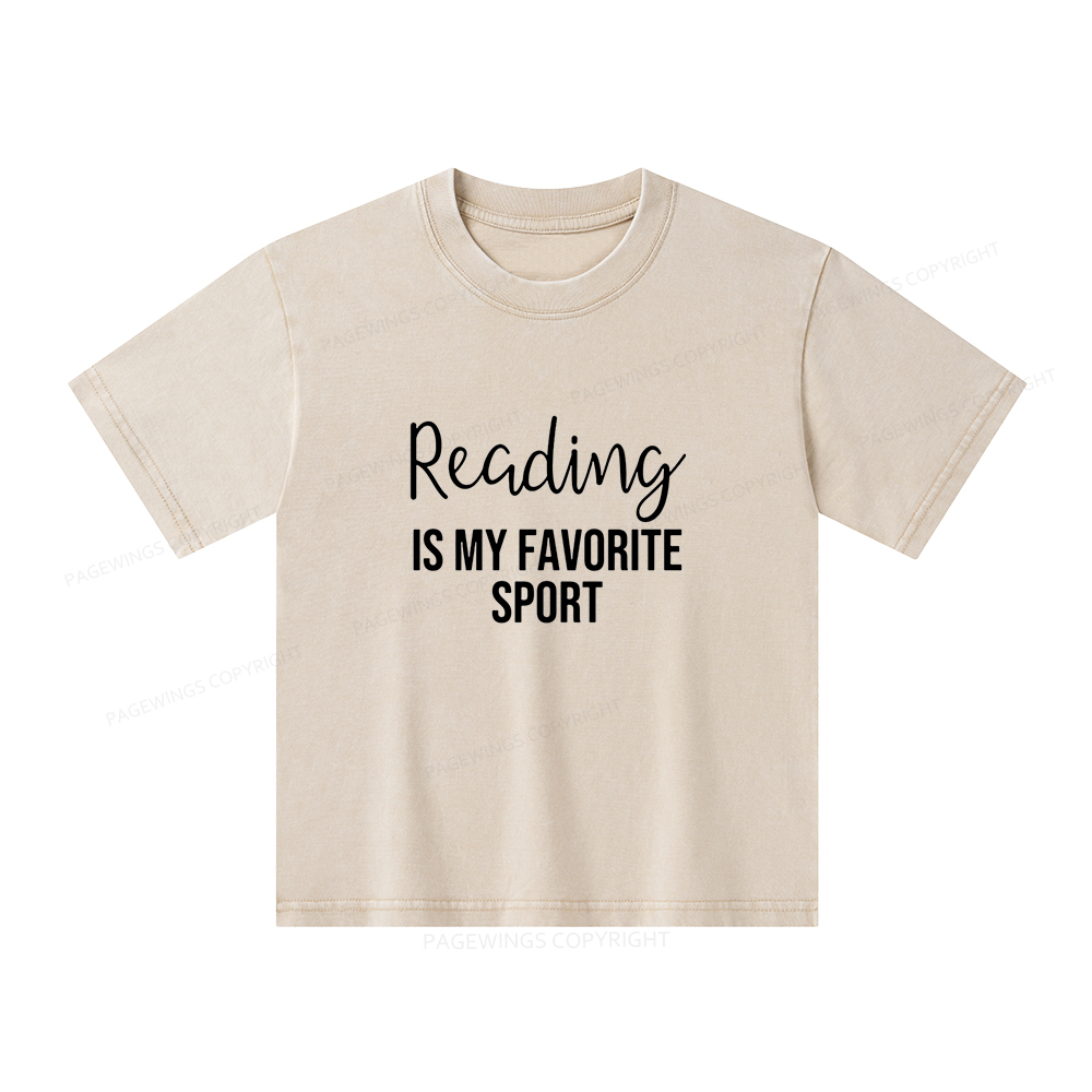 Pagewings Reading is My Favourite Sport Unisex Kids Washed T-shirt