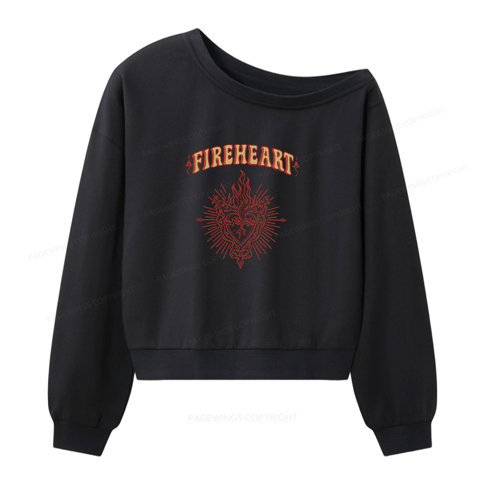 Pagewings Fireheart Women Off  Shoulder Sweatshirt