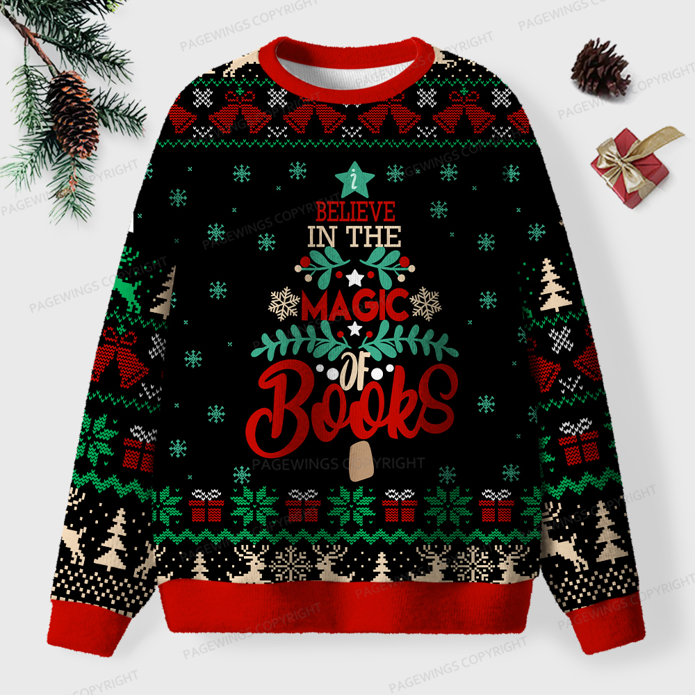 Pagewings Believe In The Magic Of Books Unisex Ugly Sweatshirt