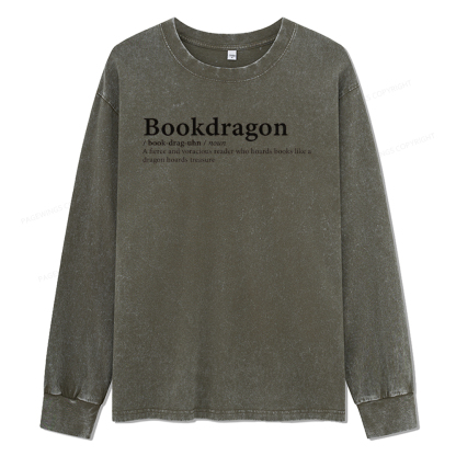 pagewings Bookdragon: Journey Through Words book lover Unisex Washed Long Sleeve T-shirt