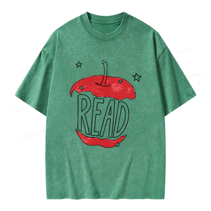 Pagewings Read Apple Unisex Washed T-shirt