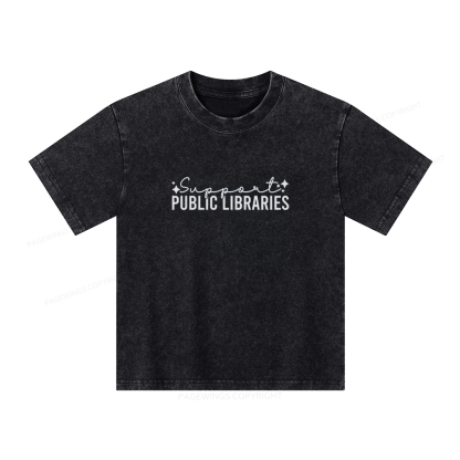 Pagewings Public Libraries Unisex Kids Washed T-shirt