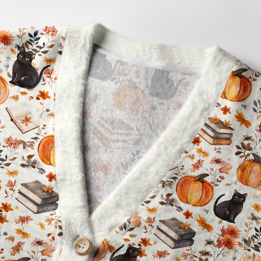 Pagewings Halloween Bookish Light Knit Unisex Cardigan Sweaters