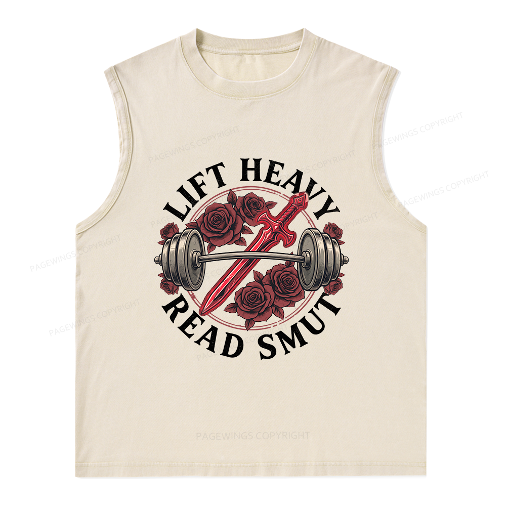 Pagewings Lift Heavy Read Smut Unisex Washed Tank Top