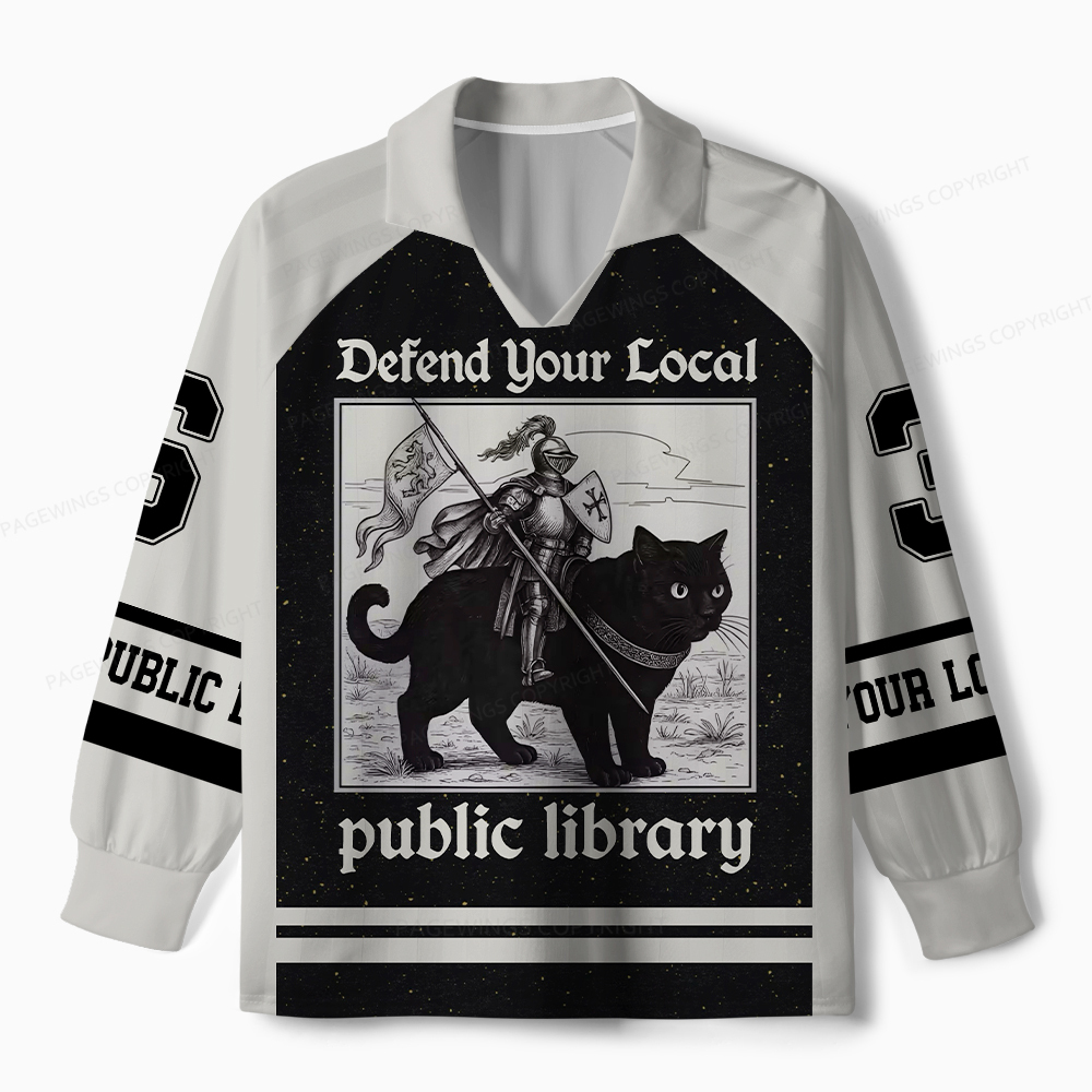 Pagewings Defend Your Local Public Library Unisex Long Sleeve Jersey