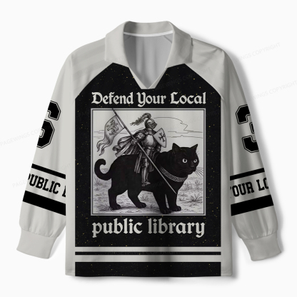 Pagewings Defend Your Local Public Library Unisex Long Sleeve Jersey