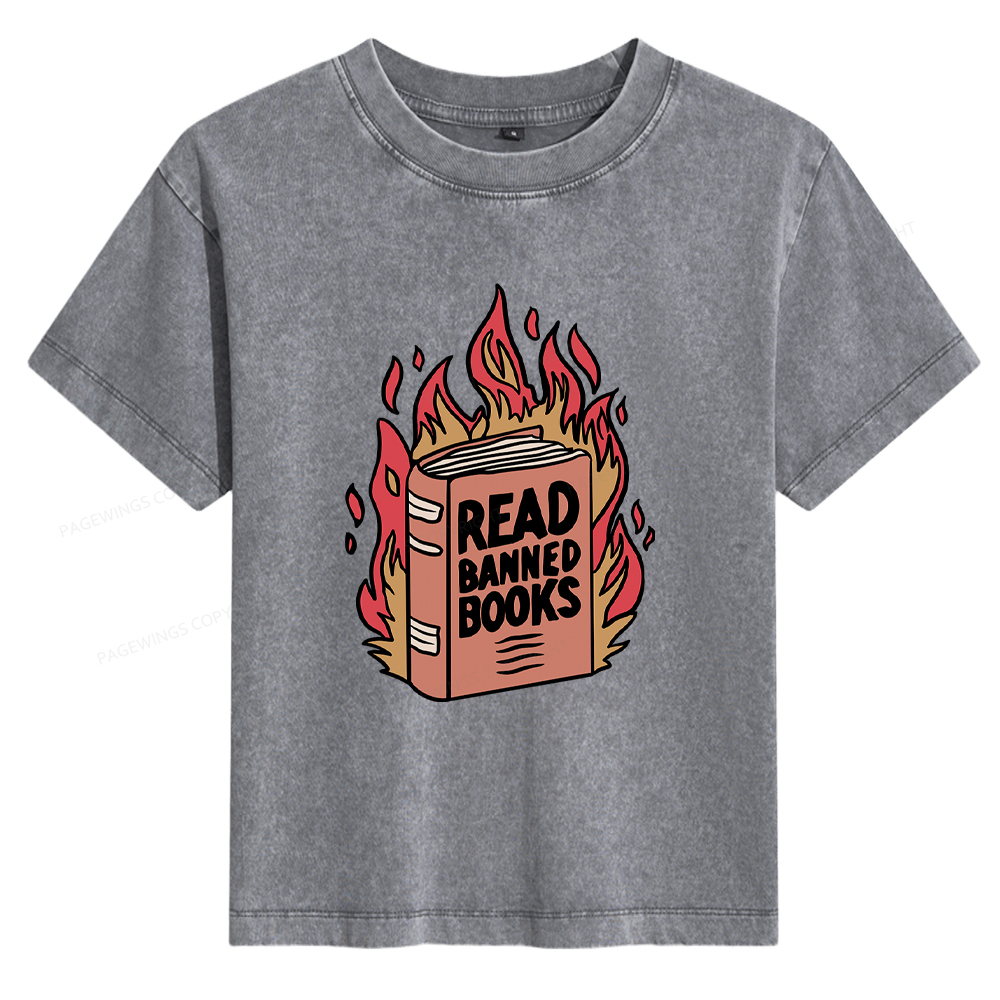 Pagewings Read Banned Books Women's Washed T-shirt
