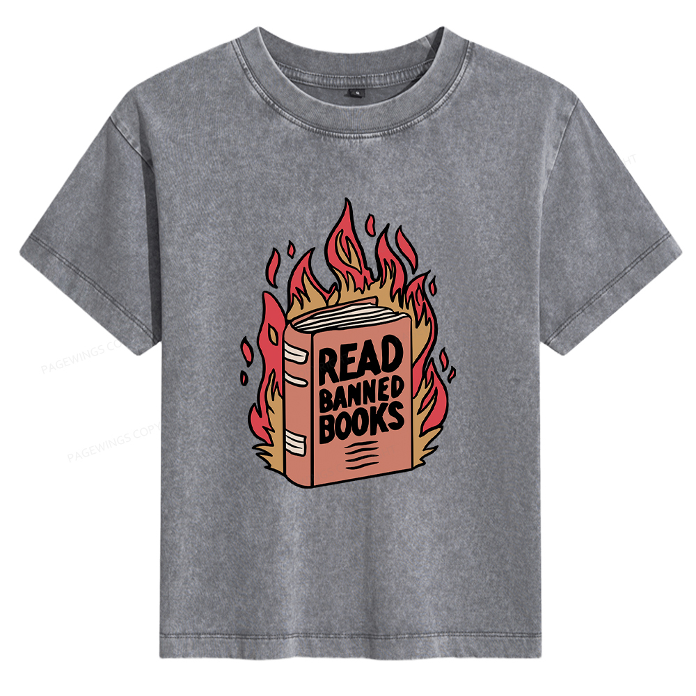 Pagewings Read Banned Books Women's Washed T-shirt