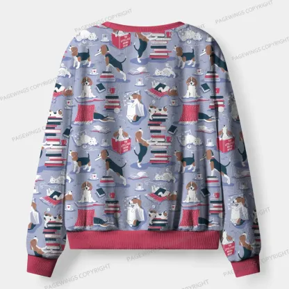 Pagewings Easily Distracted By Dogs And Books Unisex Flannel Pajama Set