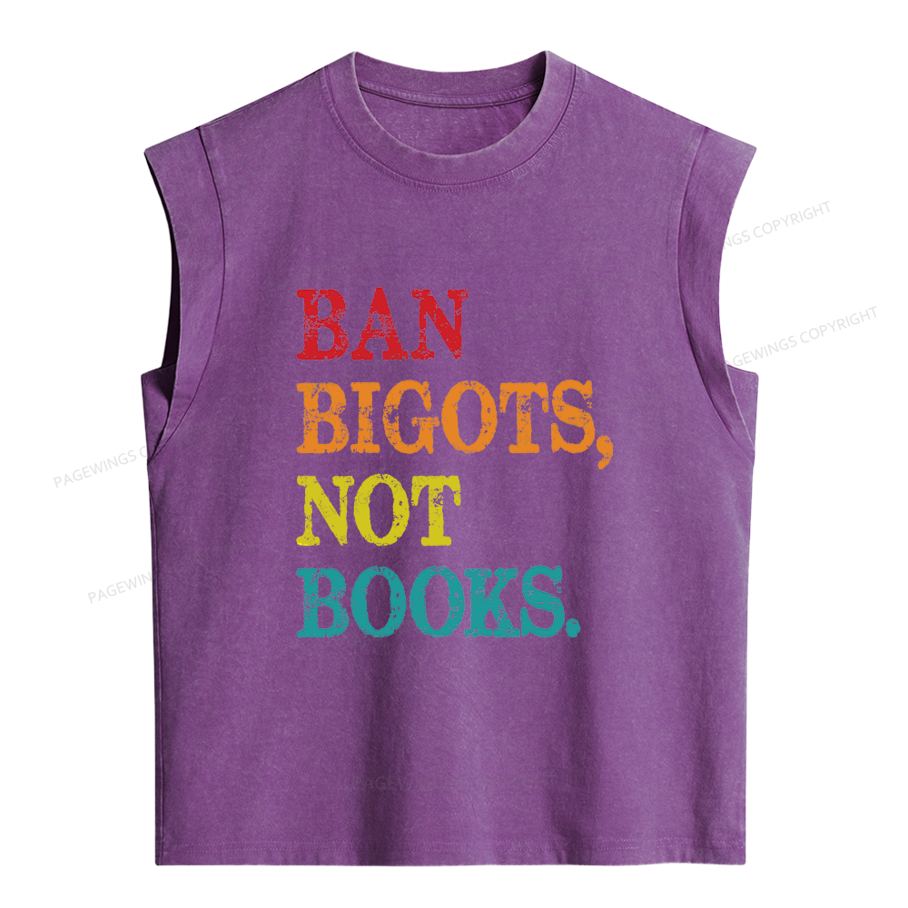 Pagewings Ban Bigots Not Books Women's Washed Tank Top