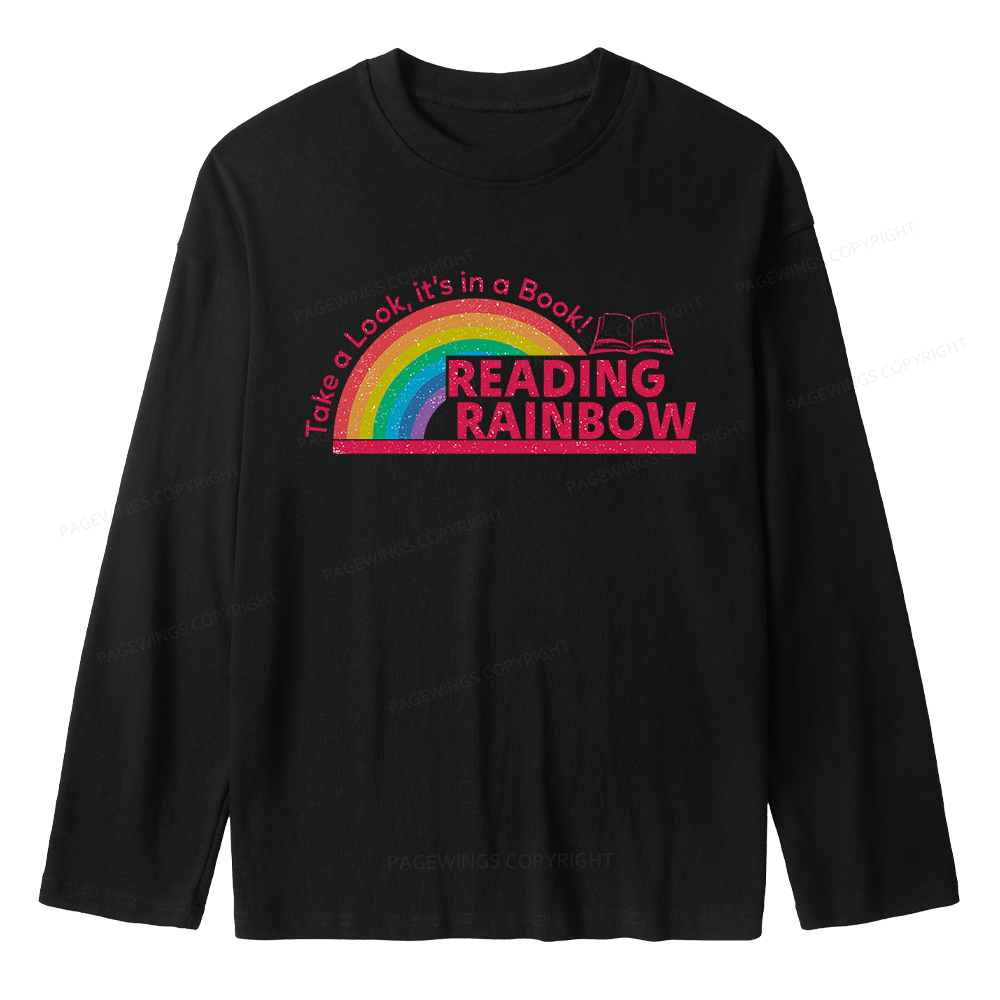 Pagewings Reading With Rainbow Unisex Lightweight Long Sleeve T-Shirt