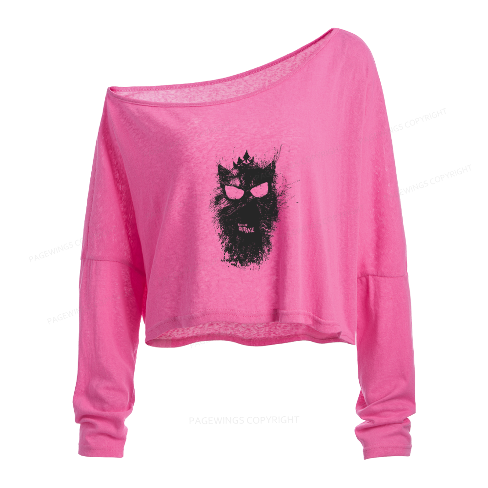 Pagewings This Is An Outrage Slouchy Long Sleeve Off Shoulder T-shirt