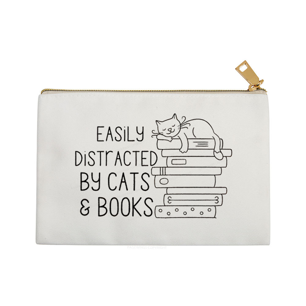 Pagewings Easily Distracted By Cats and Books Pouch