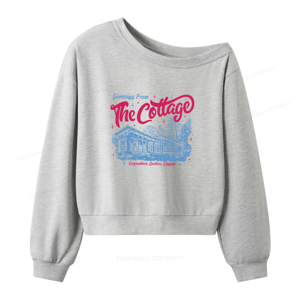 Pagewings Coming To The Cottage Women Off Shoulder Sweatshirt