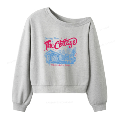 Pagewings Coming To The Cottage Women Off Shoulder Sweatshirt