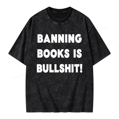 Pagewings Banning Books Is Bs Unisex Washed T-shirt