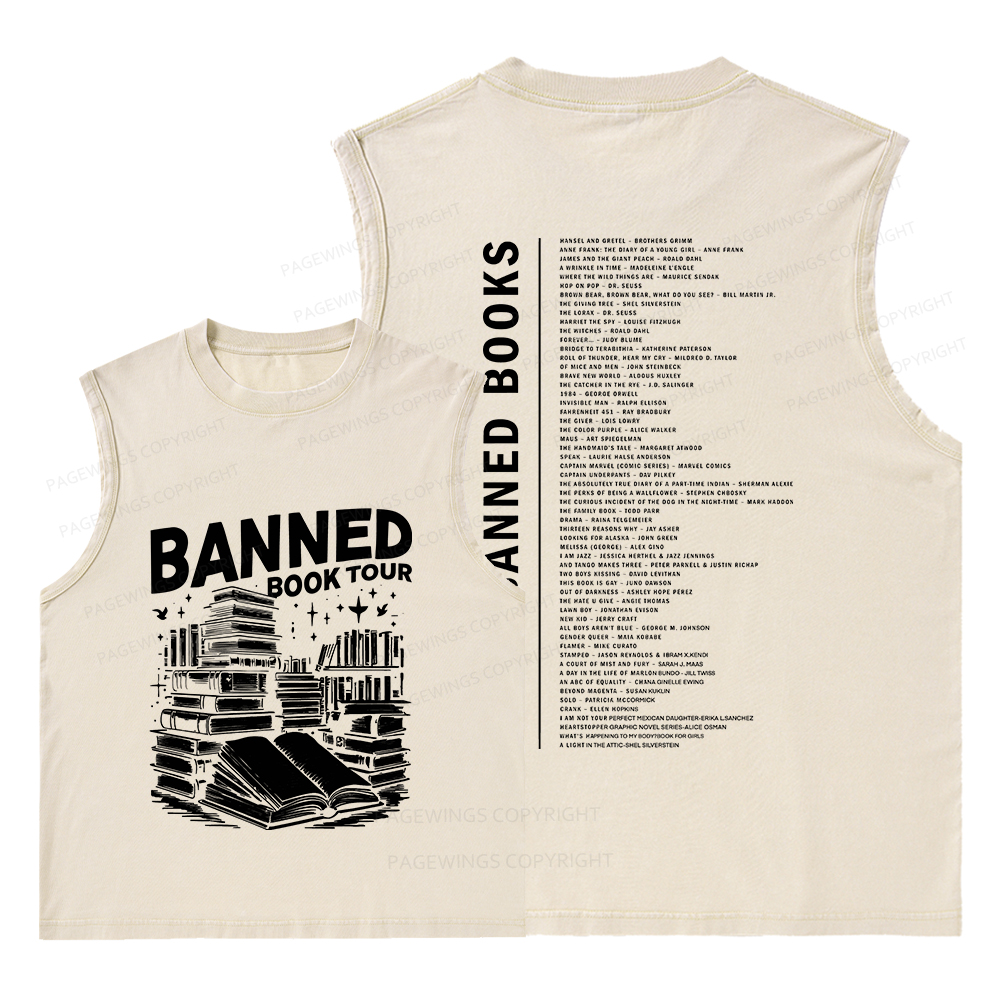 Pagewings Banned Books Tour Unisex Washed Tank Top