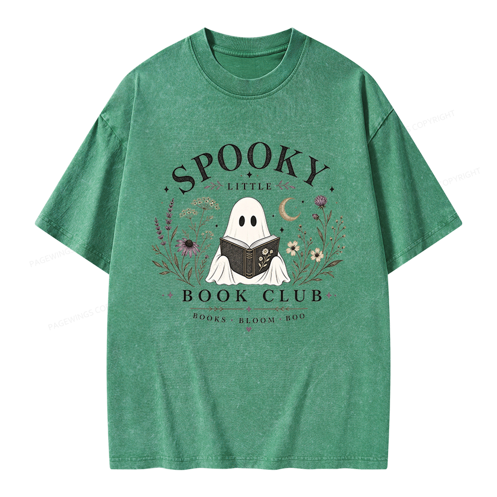 Pagewings Spooky Little Book Club Unisex Washed T-shirt