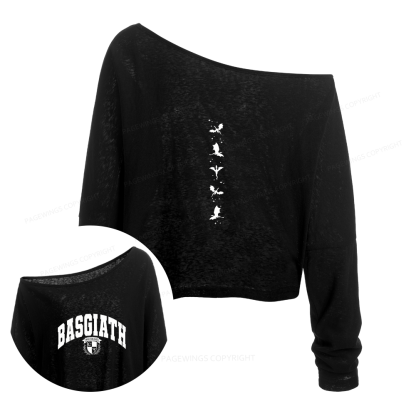 Pagewings Fantasy Bookish Slouchy Long Sleeve Off Shoulder T-shirt