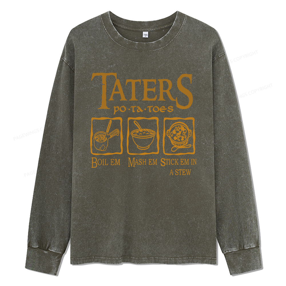 Pagewings Taters PoTaToes Unisex Washed Long Sleeve T-shirt
