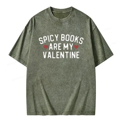 Pagewings Spicy Books Are My Valentine Unisex Washed T-shirt
