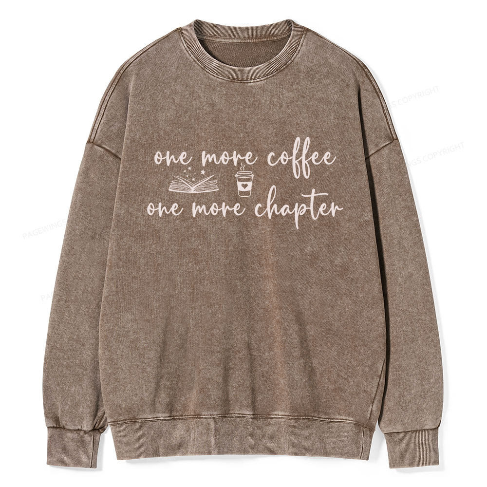 Pagewing Just One More Coffee and Books Unisex Washed Sweatshirt