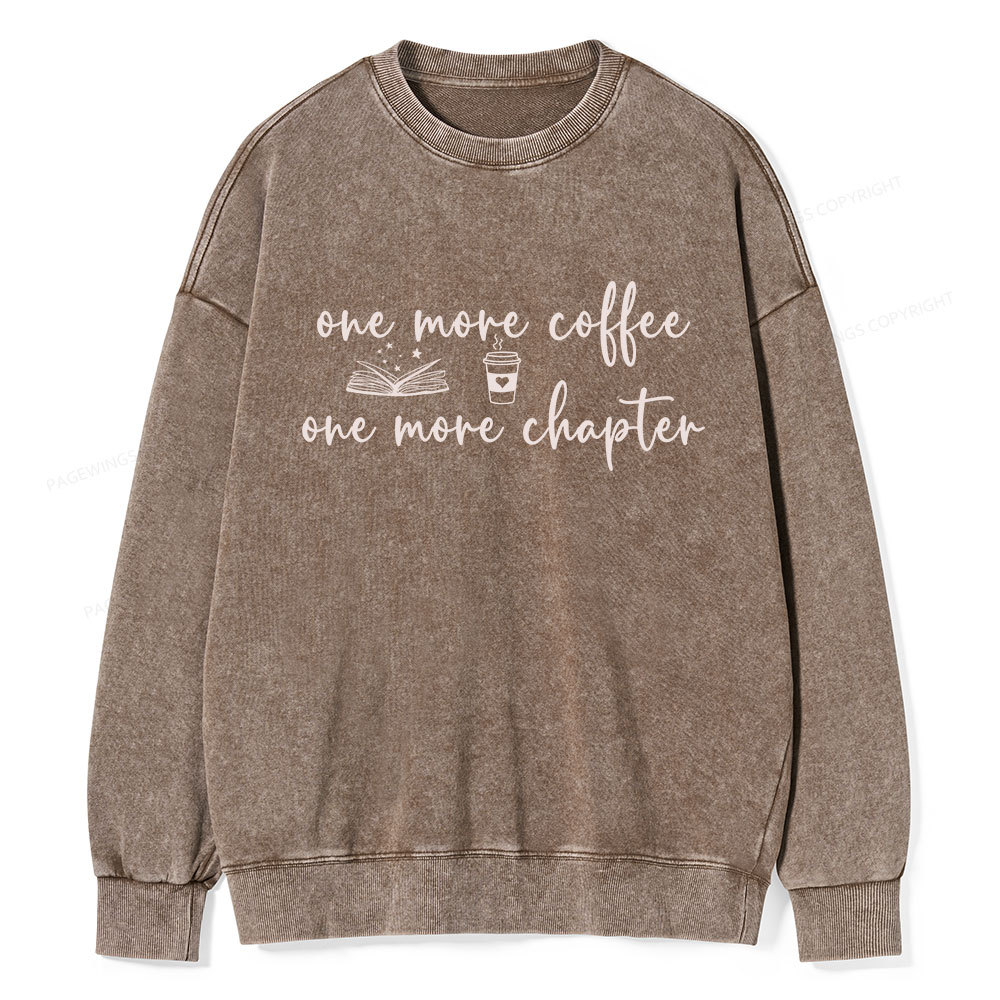Pagewing Just One More Coffee and Books Unisex Washed Sweatshirt