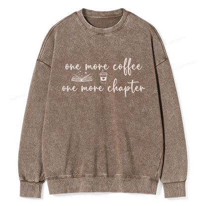 Pagewing Just One More Coffee and Books Unisex Washed Sweatshirt