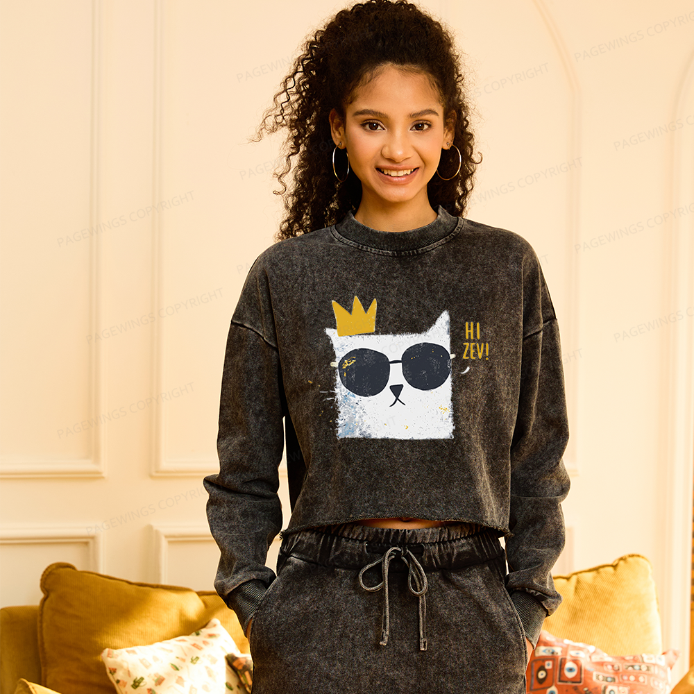 Pagewings Sci-Fi Bookish Washed Crop Sweatshirt