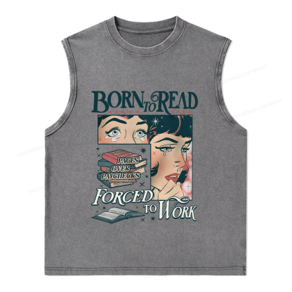 Pagewings Born To Read Bookish Comfor Unisex Washed Tank Top